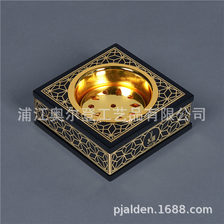 2019 Middle East Incense burner Wooden Custom square decorative items Alloy incense burner Flat mouth creative custom export wholesale
