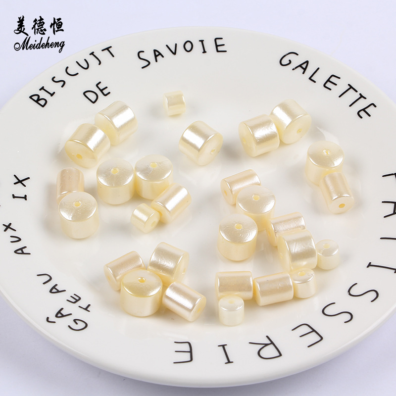 abs straight-hole pearl cylindrical loose beads wholesale factory direct sales diy necklace earrings handcrafted bead accessories materials