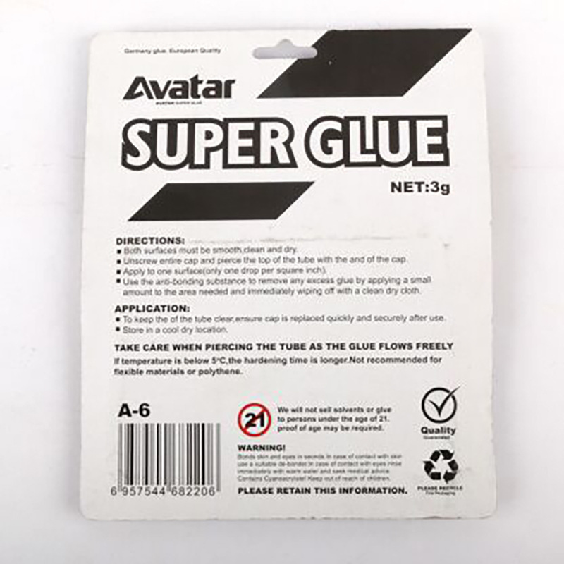 源头厂家直销 AVATAR阿凡达6支瞬间胶水皮革专用3g多支包装丙烯酸酯胶详情图2