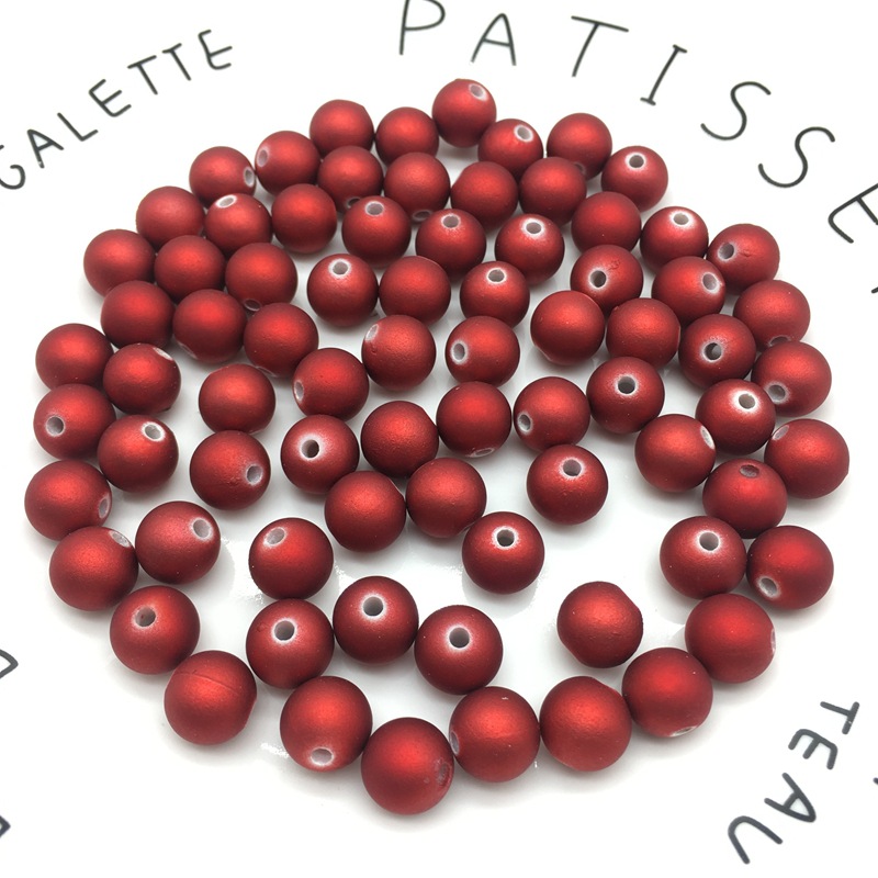 ABS喷漆橡皮珠磨砂光泽金属效果10mm圆珠饰品耳钉配件大潮牌同款详情图9