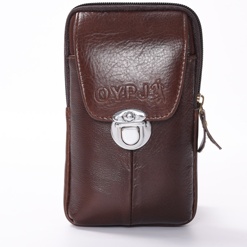 Multi-Functional Business Men Wear Belt Mobile Phone Vertical Waist Pack Horizontal Cowhide Thin Waterproof Leather Wholesale undefined