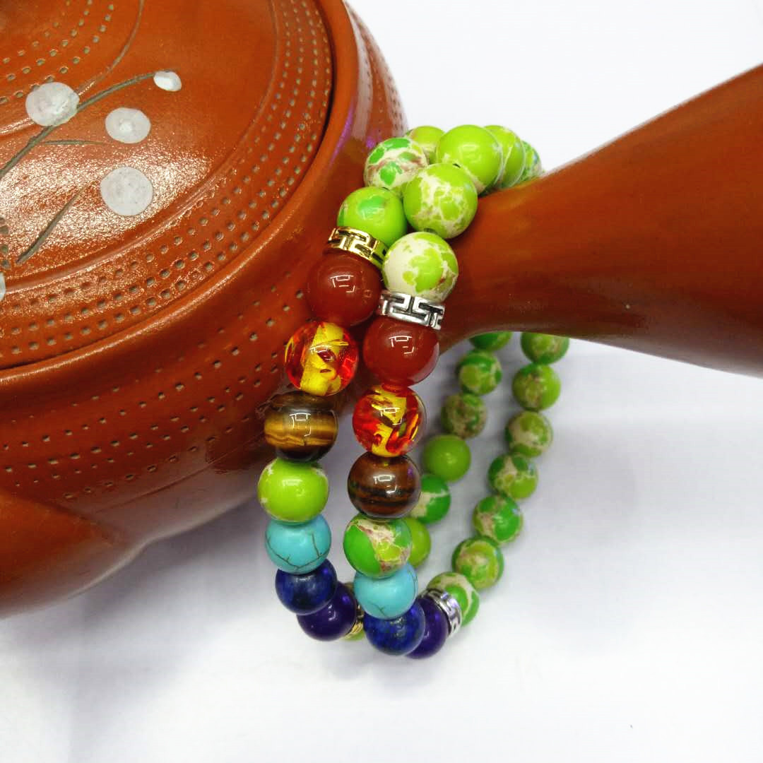 Factory direct sales of Seven Chakra King Stone Bracelet, yoga energy bracelet, Natural stone combination bracelet, a bestseller in Europe and America Application Scenario