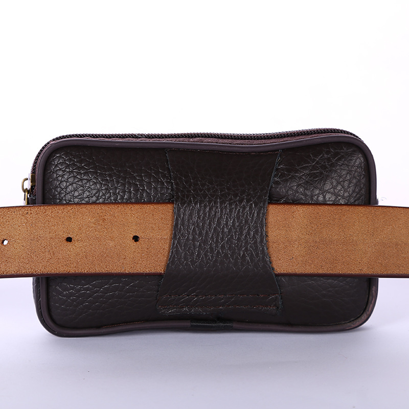 Manufacturers Wholesale Waterproof Male Mobile Phone Bag Wear Belt Fanny Pack Cowhide Multi-Functional Change Key Horizontal Casual Item Picture