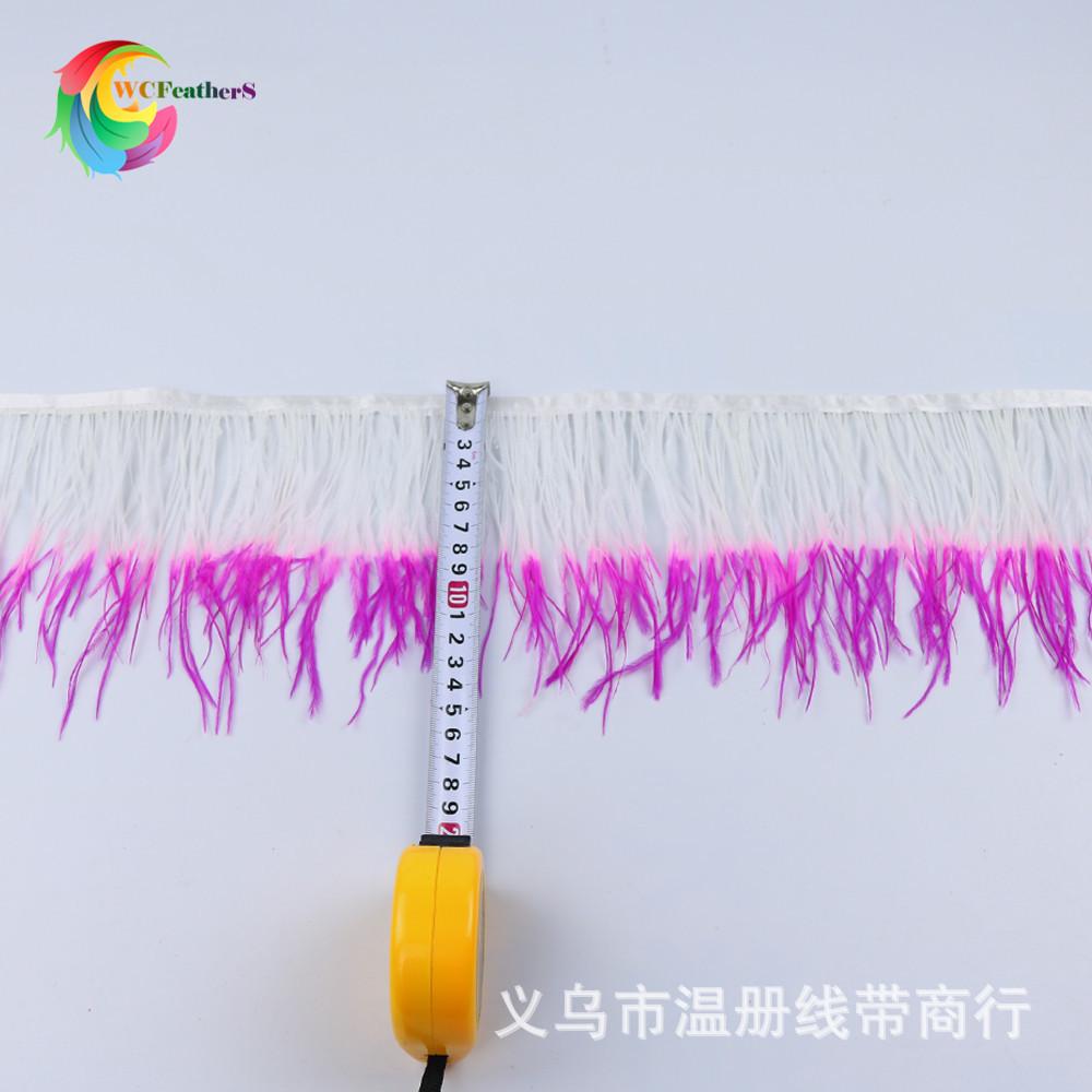 义乌厂家现货销售舞台演出服配饰裙边双色紫加白鸵鸟毛丝带装饰详情图6