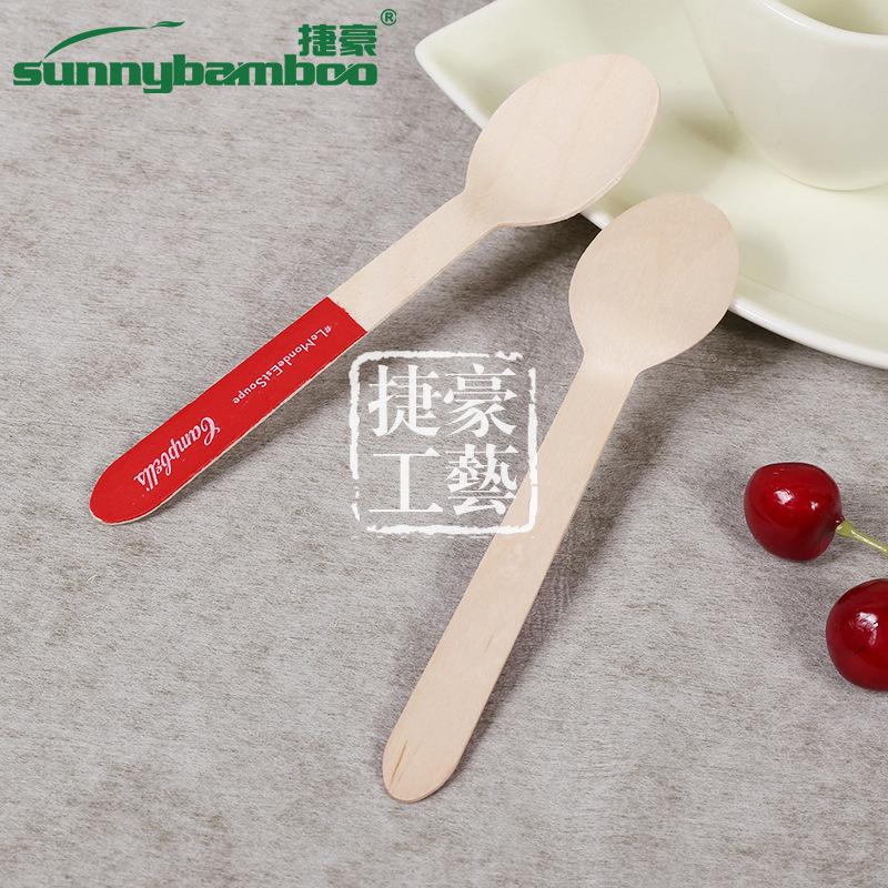 Handmade mixed-color disposable wooden spoons, cute custom-made disposable tableware, wholesale of outdoor travel wooden spoons Specification image