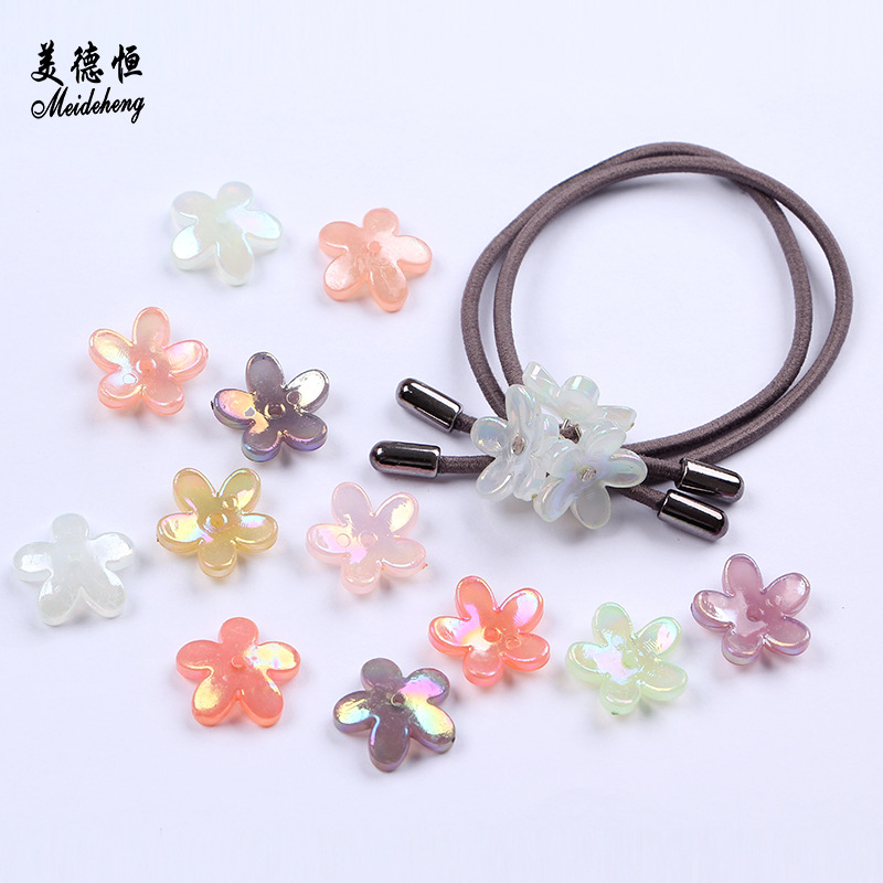 果冻镀彩塑料花瓣小五瓣花托 亚克力古风发饰手工材料散珠批发细节图