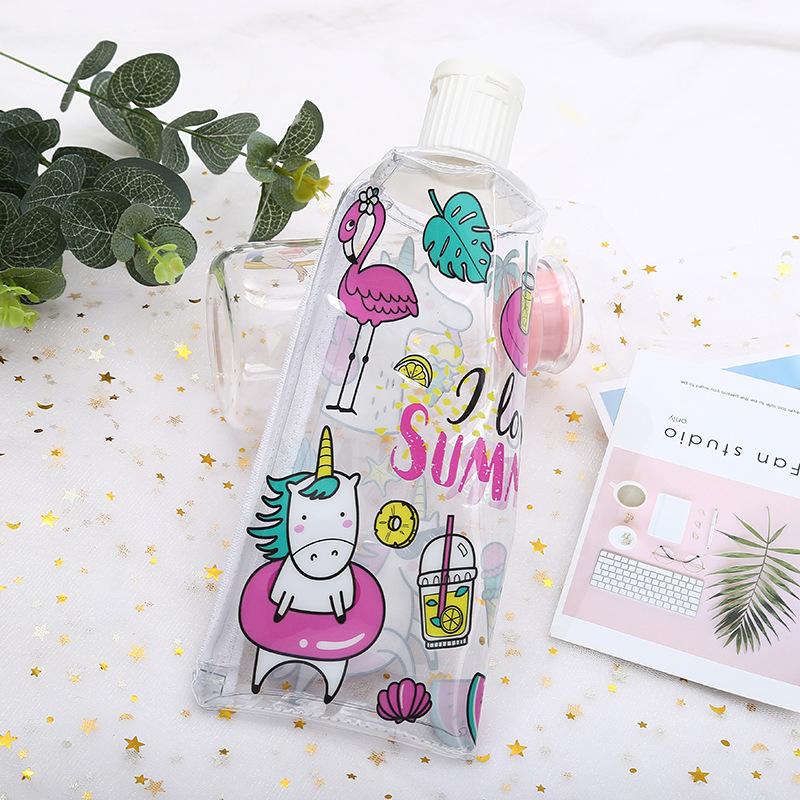Unicorn transparente PVC pluma bolsa de dibujos animados creativo unicornio dentífrico papelería estudiante bolsa de almacenamiento estuchero desde Specification image