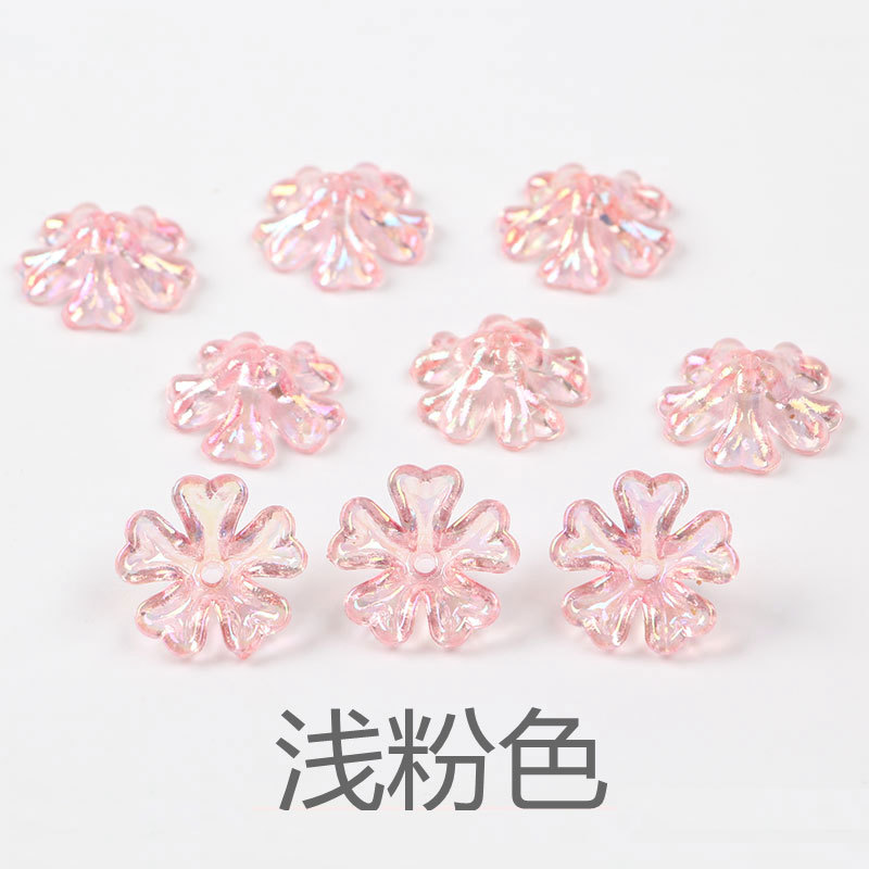 透明镀彩爱心花托彩虹爱心五瓣花亚克力耳环设计搭配材料厂家直销详情图8