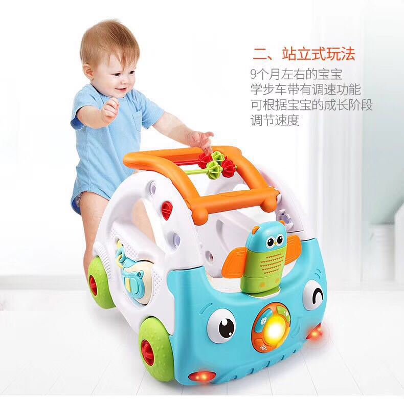 婴儿遥控学步车 丫丫鸭多功能3合一 三档调节 音乐遥控灯光助步车白底实物图