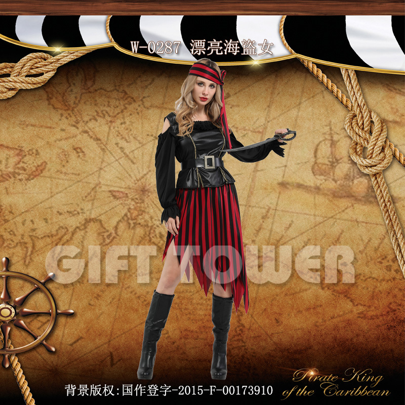 万圣节服装 W-0287漂亮海盗女角色扮演服演出服万圣节服装