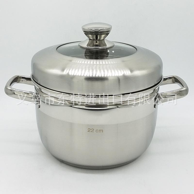 Factory direct sales of stainless steel steamers with thickened bottoms, soup POTS, Japanese double-layer induction cookers, universal steamers, gift steamers details Picture