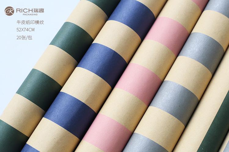 Ruiqu's new horizontal and vertical printed kraft paper for flower shops, bouquets, fresh flowers, packaging materials, and floral tools Specification image
