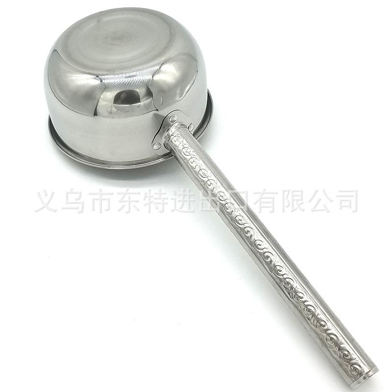 Factory direct sales of stainless steel flat-bottomed long-handled spoons, non-magnetic water ladles, kitchen and hotel extended handle water spoons, household soup spoons Specification image