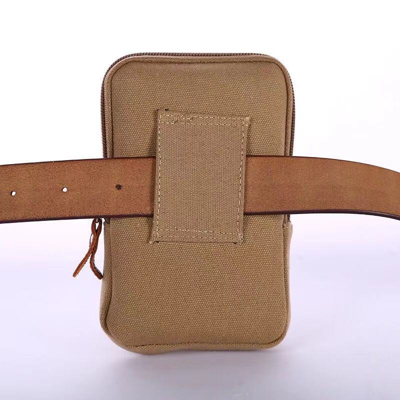 Multi-Function Interlock Horizontal Leisure Hanging Bag Men's Mobile Phone Bag Wear Belt Belt Belt Canvas Wear-Resistant Manufacturers Wholesale Specification drawing