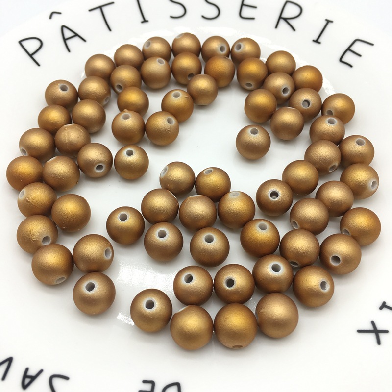 ABS喷漆橡皮珠磨砂光泽金属效果10mm圆珠饰品耳钉配件大潮牌同款详情图7