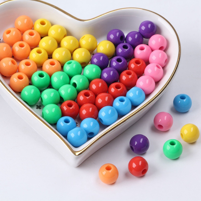 Wholesale of 10mm large-hole acrylic beads, diy jewelry accessories, creative handcrafted beading materials undefined