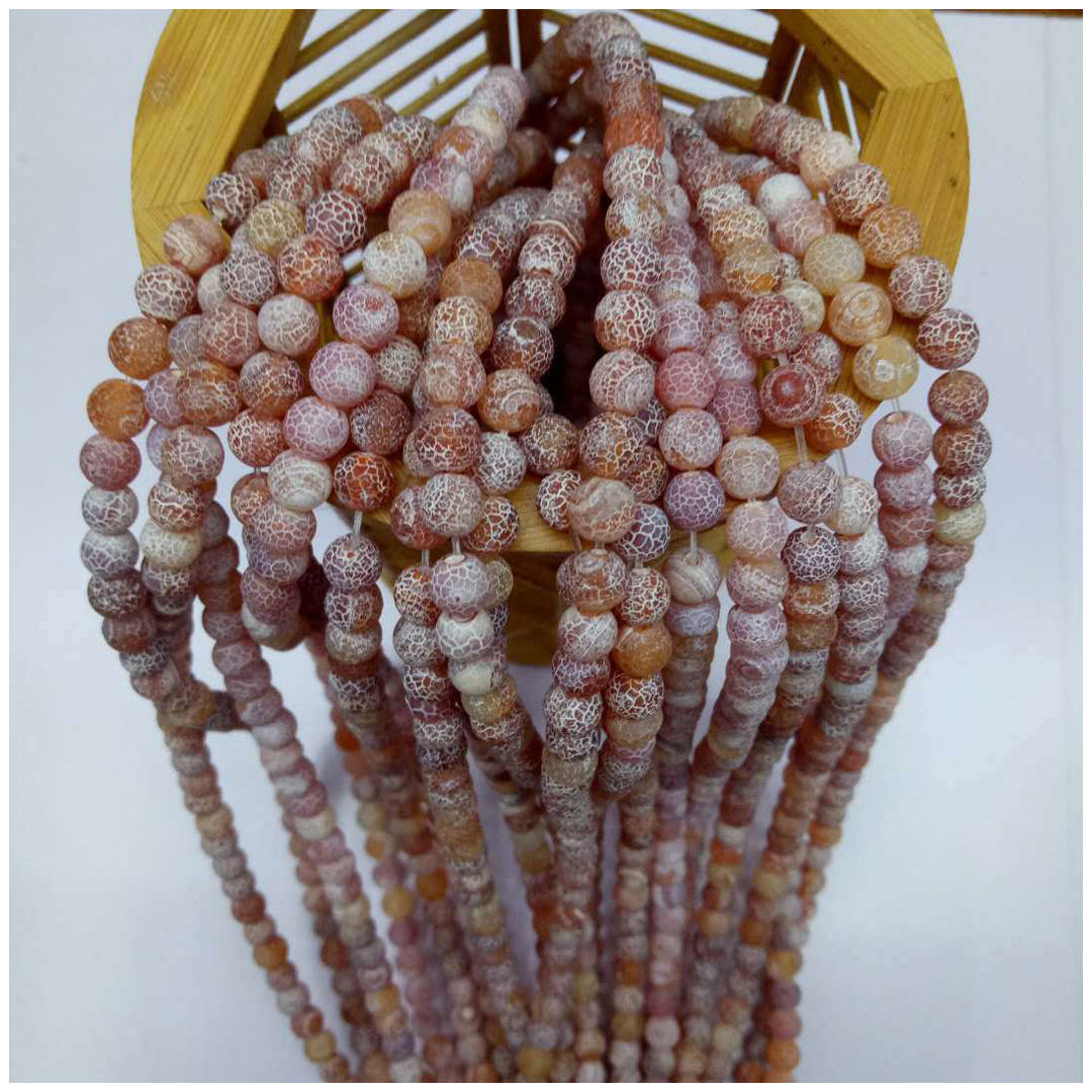 Wholesale of semi-finished products of Buddhist seven-treasure natural weathered agate beads, red frosted agate beads, DIY bracelets with beads