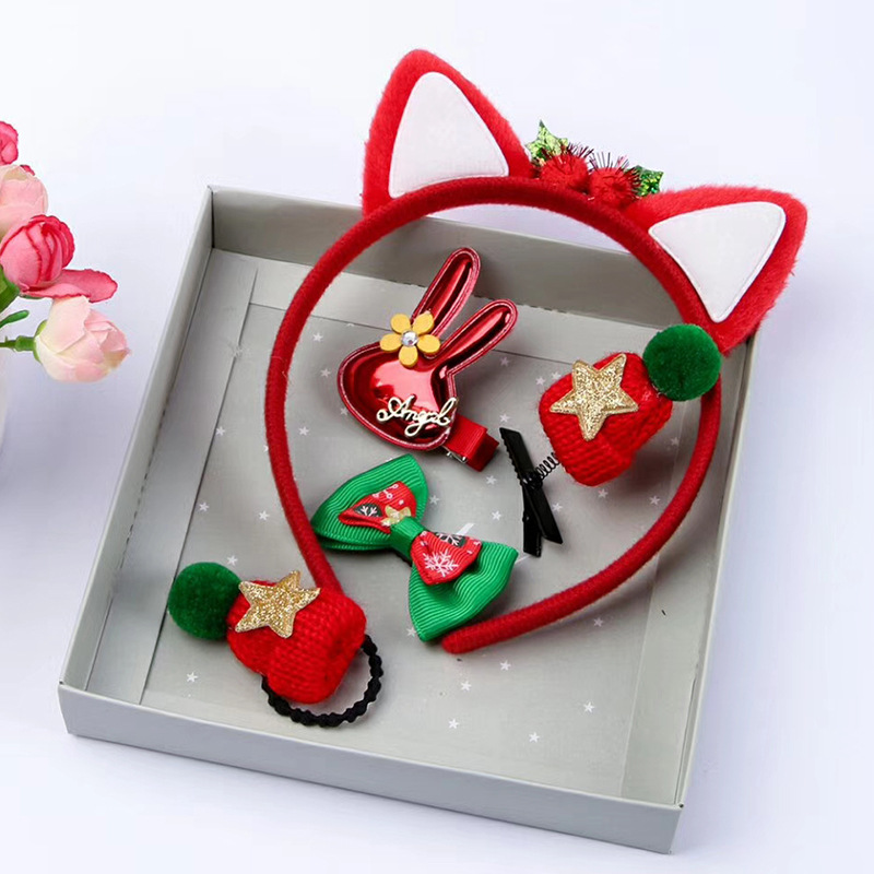 2020 New Creative children's Christmas hair accessory set, trendy and personalized spectacle frame, hair clip, leather band, hair band wholesale Specification image