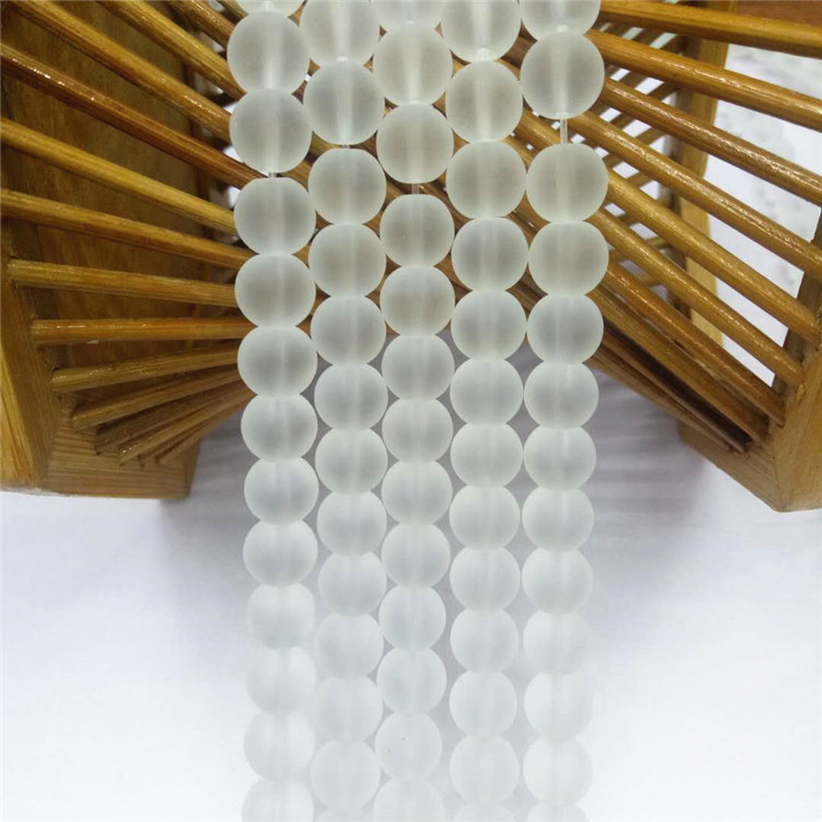 厂家直销磨砂水晶散珠 水晶玻璃圆珠半成品批发DIY串珠手链配珠