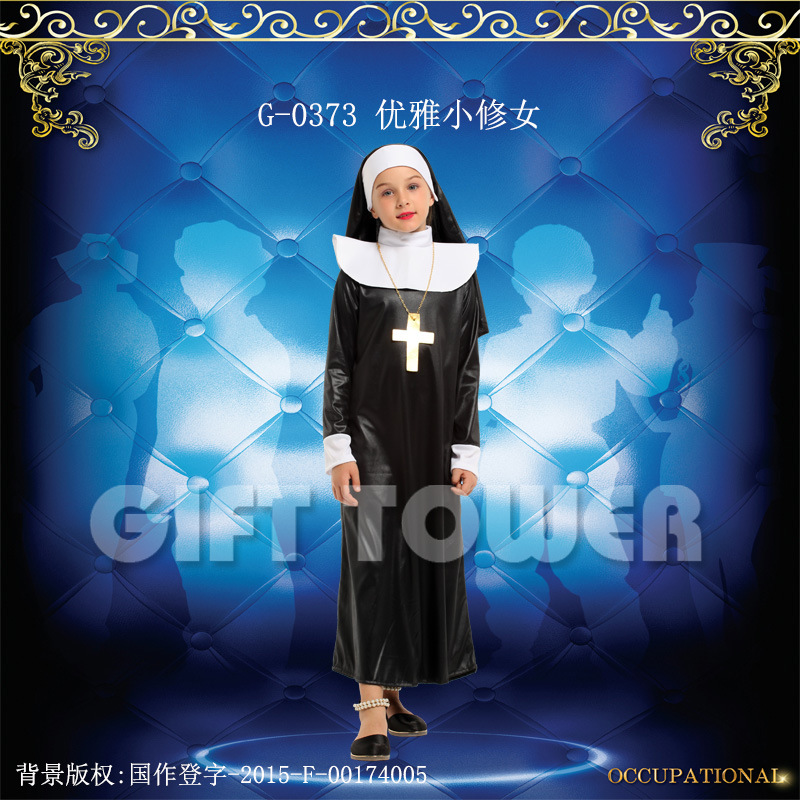 舞台表演服狂欢节服G-0373优雅小修女COS角色扮演服装万圣节修女服
