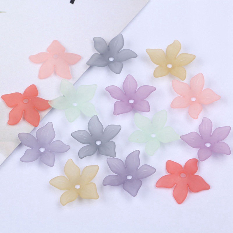 Factory direct sales of 22mm mid-hole five-petal flower Korean-style bride headwear flower acrylic scattered beads ancient-style hairpin accessories undefined