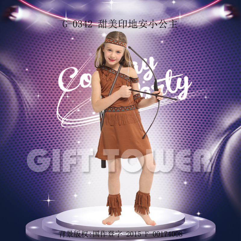狂欢节服饰舞台表演服G-0342甜美印地安小公主角色扮演服装万圣节表演服装