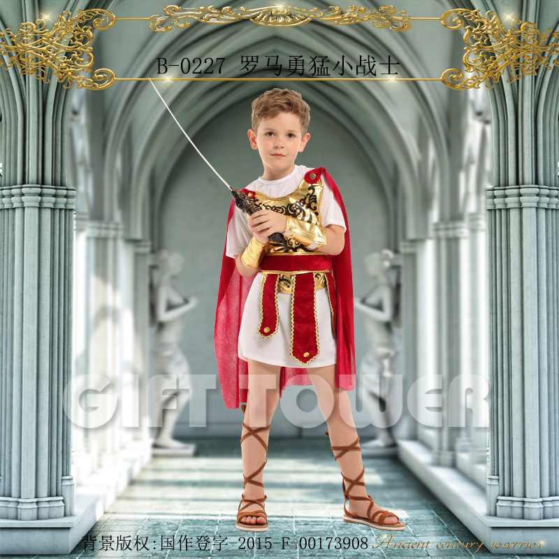 Stage performance costume, warrior suit,B-0227 Roman brave little warrior performance costume, cosplay boy role-playing costume Specification image
