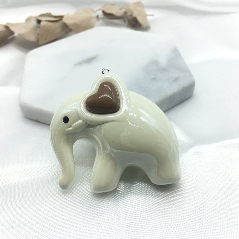 亚克力羊眼挂件高端果冻光泽漆亮油实色仿陶瓷可爱大象钥匙圈配件详情图6
