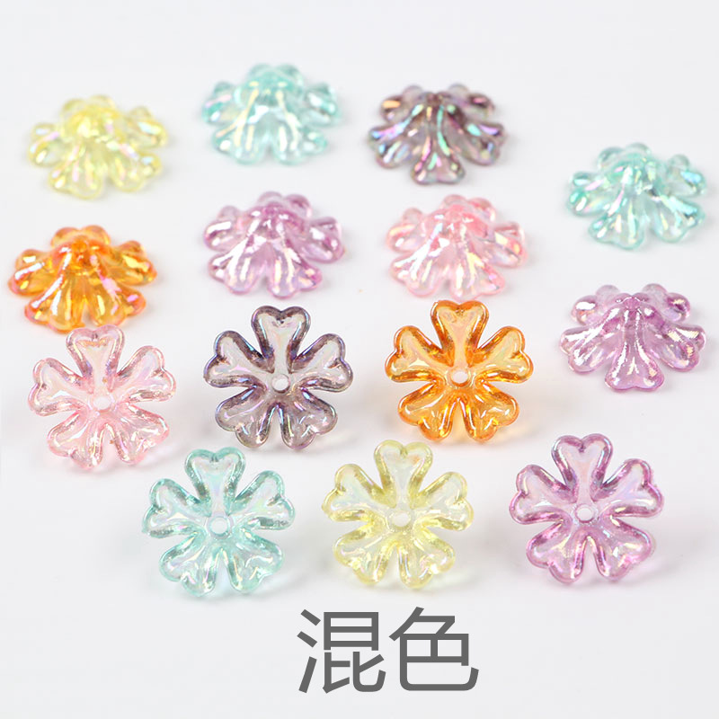 透明镀彩爱心花托彩虹爱心五瓣花亚克力耳环设计搭配材料厂家直销详情图7