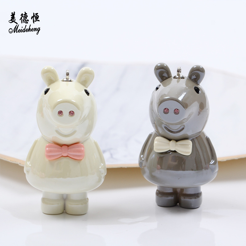 卡通亚克力钥匙扣抖音社会人小猪佩琪佩奇挂件钥匙圈材料配件批发