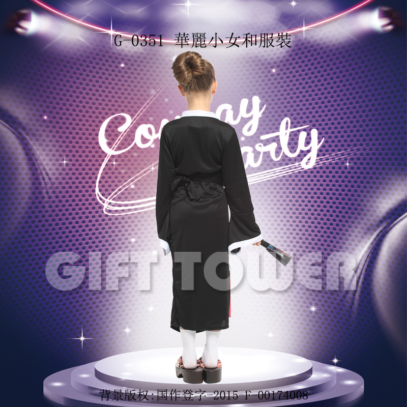 Stage performance costume, ethnic costume G-0351, Gorgeous little girl kimono, Halloween performance Item Picture
