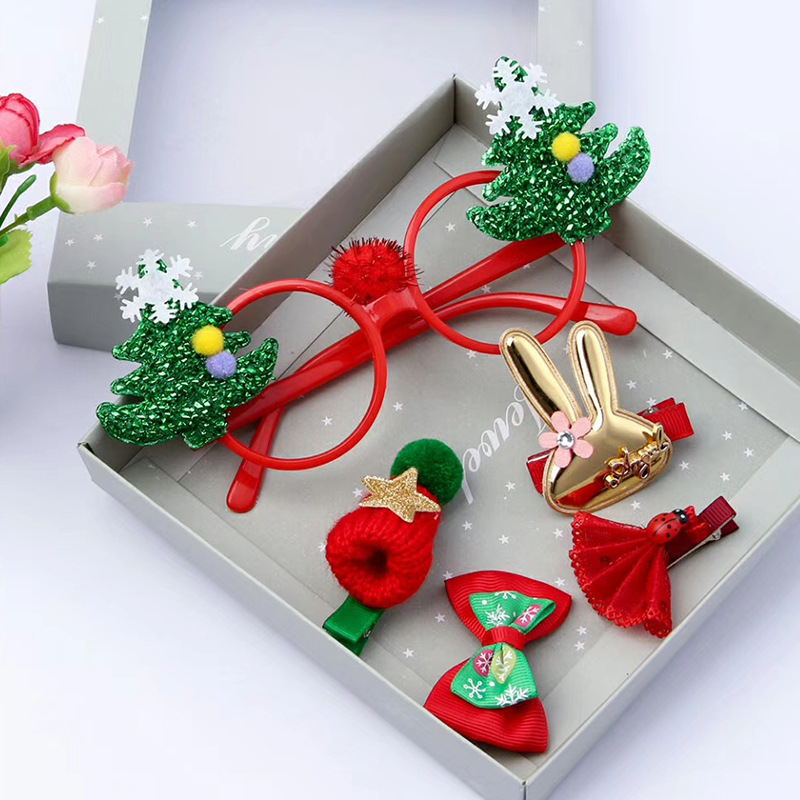 2020 New Creative children's Christmas hair accessory set, trendy and personalized spectacle frame, hair clip, leather band, hair band wholesale