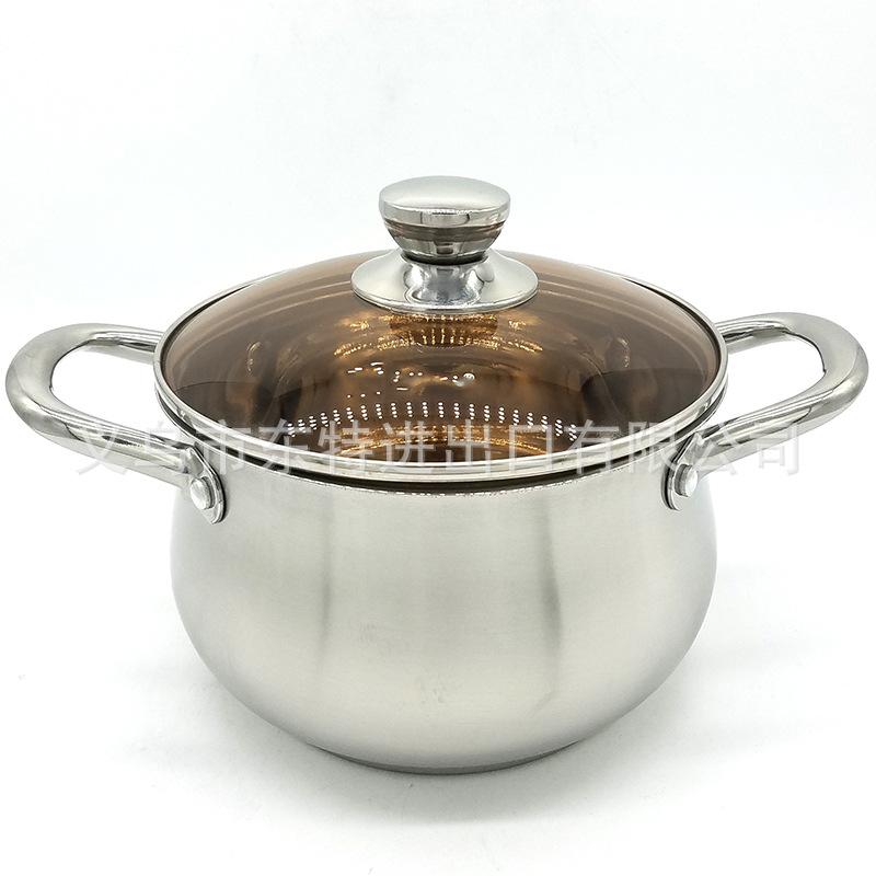 Factory direct sales of stainless steel soup POTS, arc-shaped soup POTS, composite steel soup POTS, colored glass LIDS, large-capacity stewing POTS