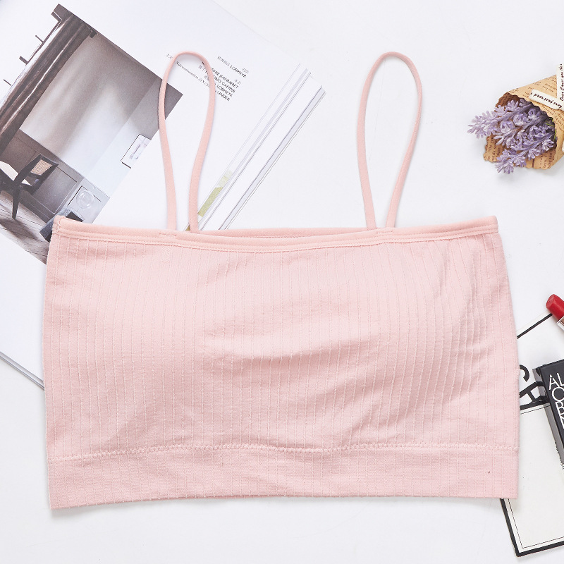 New sexy one-line ribbed bra with anti-glare thin shoulder straps, seamless strapless beauty backstrap and chest cushion underwear for teenage girls undefined