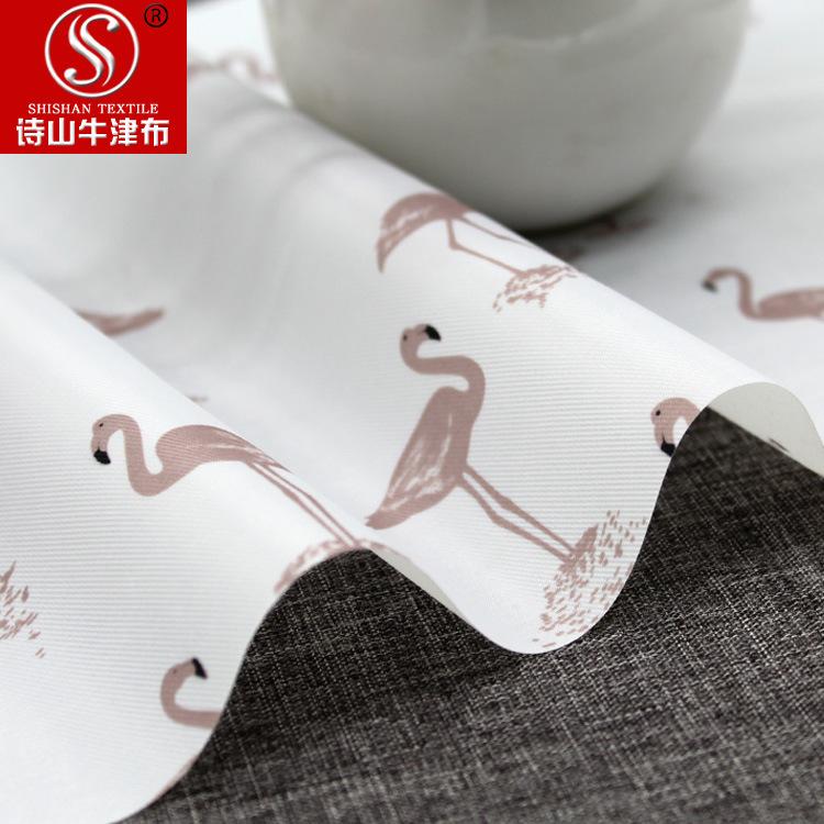 We have 230T of nylon imitation waterproof fabric, twill PU Oxford fabric handbags and flamingo fabric in stock
