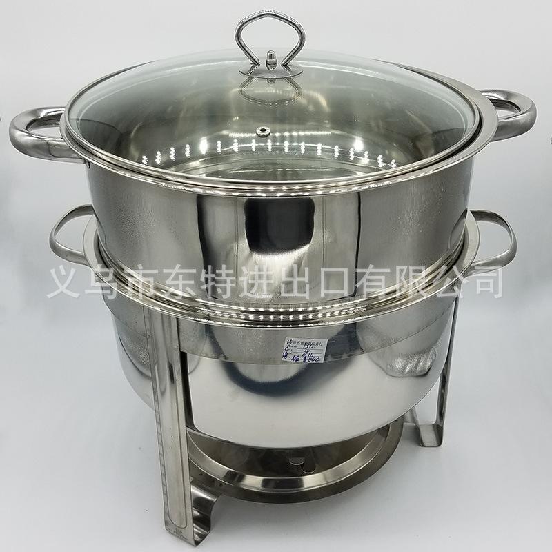 Factory direct sales of stainless steel dining stoves, straight-leg double-layer alcohol stoves, hotel and restaurant buffet stoves, hanging lid dining stoves details Picture