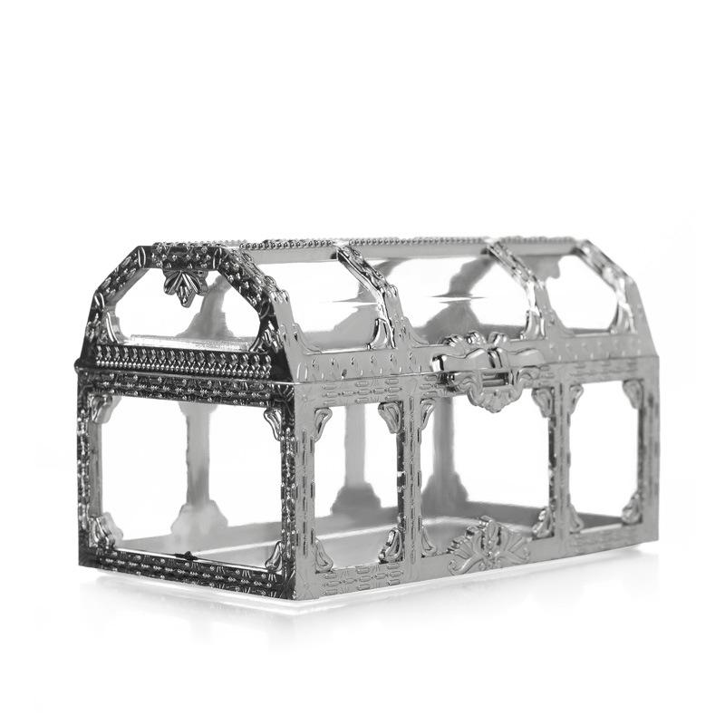 欧式迷你百宝箱PS塑料喜糖盒金色礼盒糖果盒婚礼创意礼品盒收纳盒白底实物图