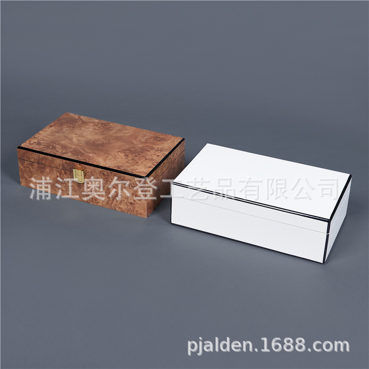 Black border line color matching white wooden box, universal lacquered wooden box, custom-made essential oil packaging wooden box, jewelry gift box
