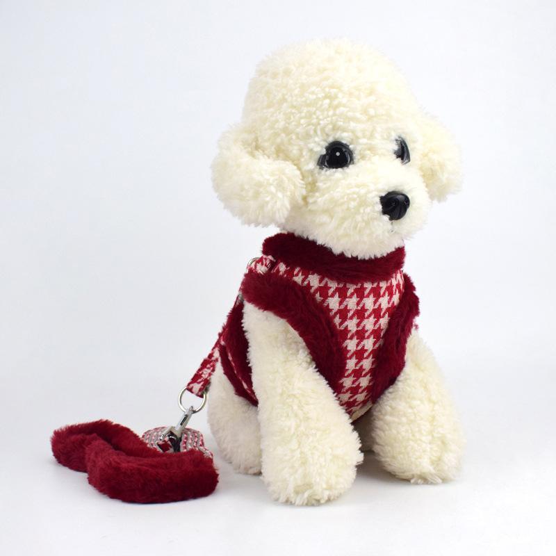 Winter new pet chest strap retractable teddy dog leash warm pet leash wholesale undefined