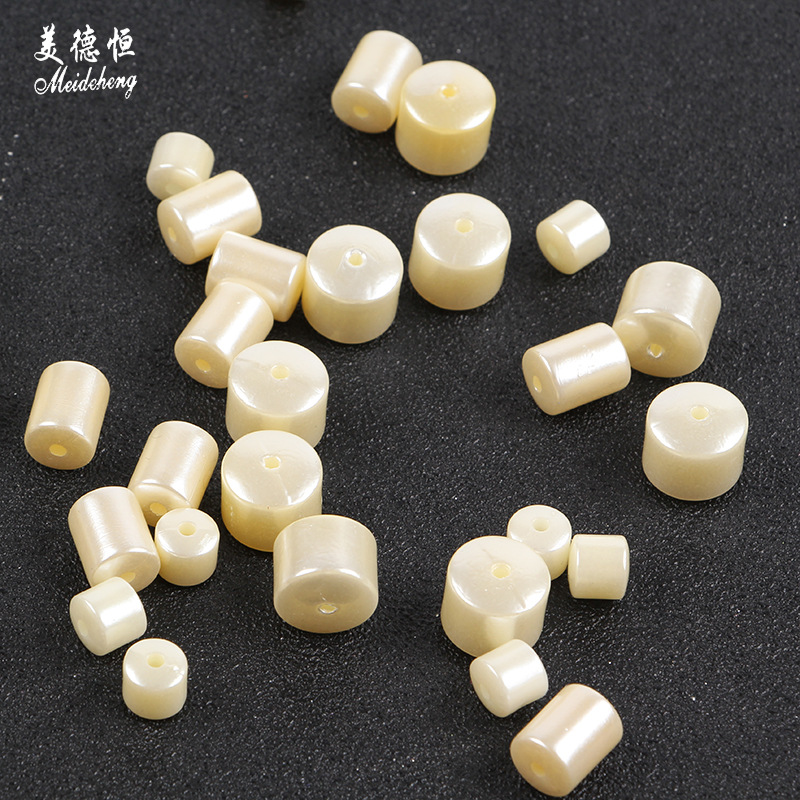 abs straight-hole pearl cylindrical loose beads wholesale factory direct sales diy necklace earrings handcrafted bead accessories materials details Picture