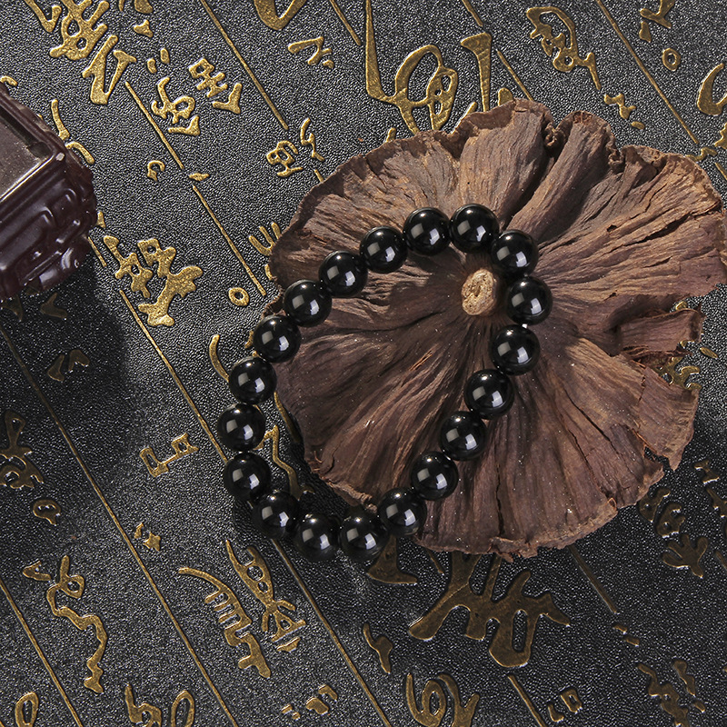 Factory direct sales of retro natural obsidian bracelets, 10*12MM natural black crystal men's and women's bracelets wholesale