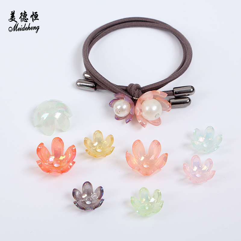 Direct sales from the manufacturer of medium-sized and small-sized acrylic six-prong flower-shaped beads, diy handcrafted beads, and glossy flower support beads