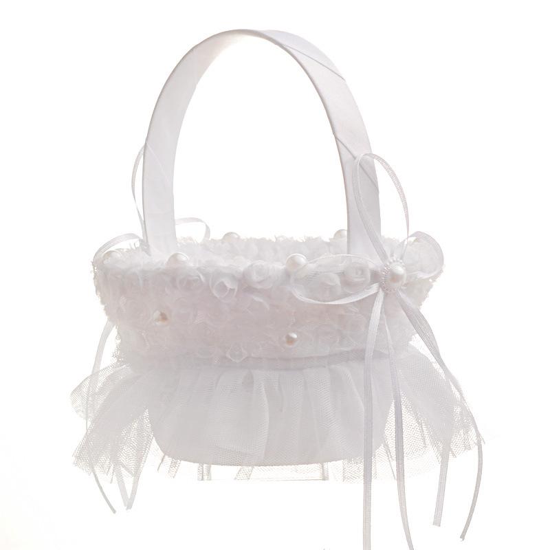 Wedding products, wedding products, wedding products, wedding products, Western-style creative wedding products, bride's hand-held flower basket, lace lace, flower girl's flower basket, small wedding supplies wholesale Item Picture