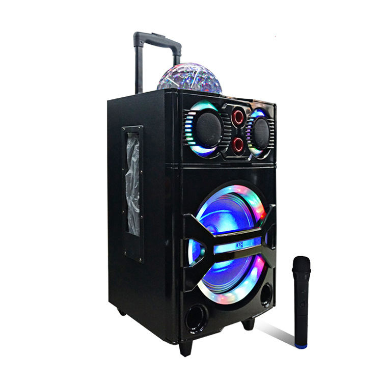 Factory direct sales of square dance outdoor audio equipment, 12-inch trolley Bluetooth audio equipment, battery-powered speakers, and colored light ball speakers Item Picture