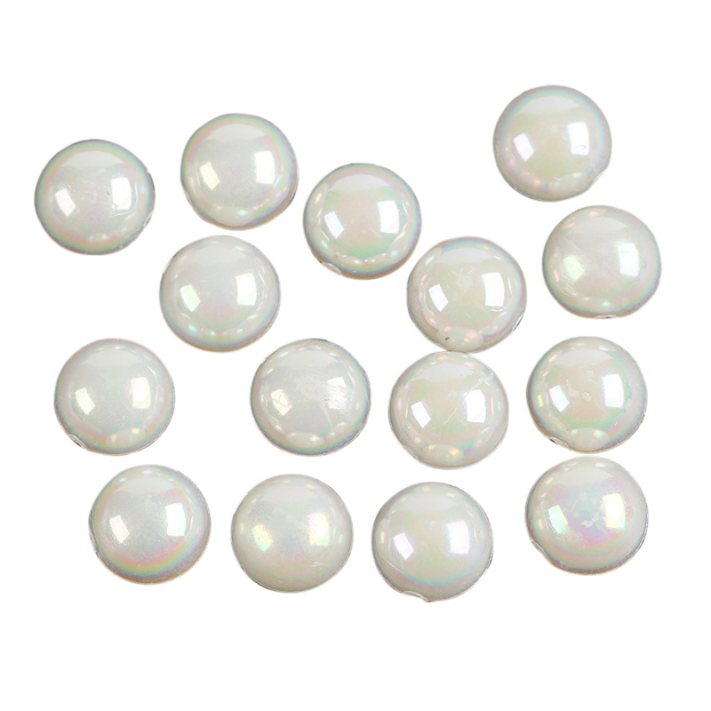 平底半面双孔/无孔水滴珠圆珠ABS半圆仿珍珠环保diy饰品配件批发白底实物图