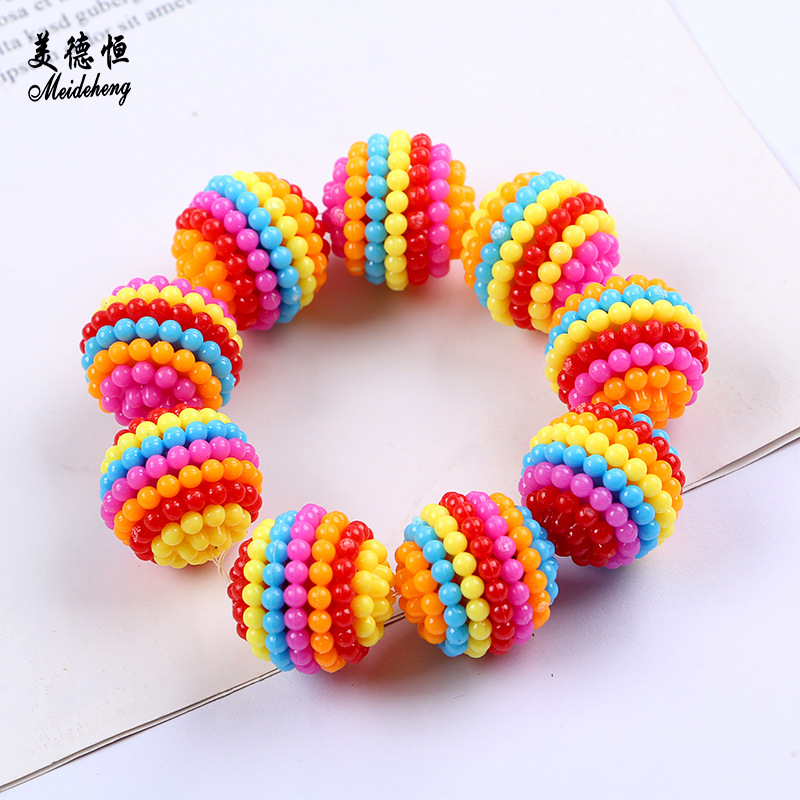 Acrylic jewelry accessories, rainbow-colored bayberry balls, detachable handcrafted headwear, wedding bride flower ball type wholesale Specification image