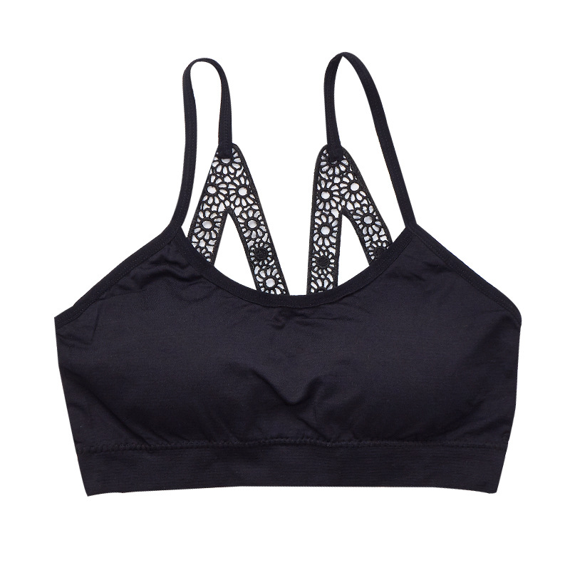 The new M-shaped lace backrest women's bra is a comfortable sleeping bra with anti-glare adjustment and a chest pad for breathability Item Picture