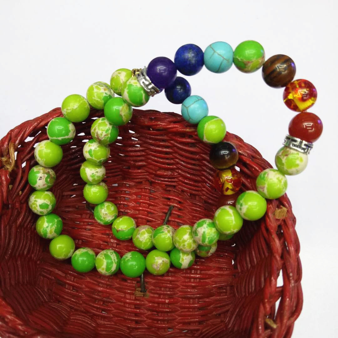 Factory direct sales of Seven Chakra King Stone Bracelet, yoga energy bracelet, Natural stone combination bracelet, a bestseller in Europe and America