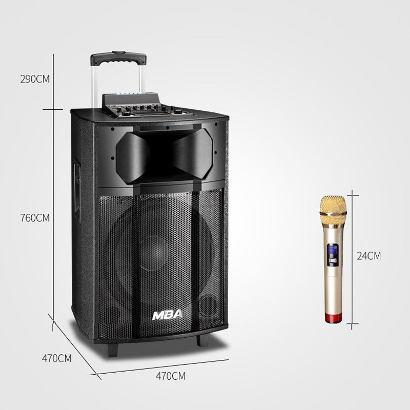Factory direct sales of outdoor trolley battery-powered speakers with U-segment microphones, active square dance speakers for performance activities Item Picture