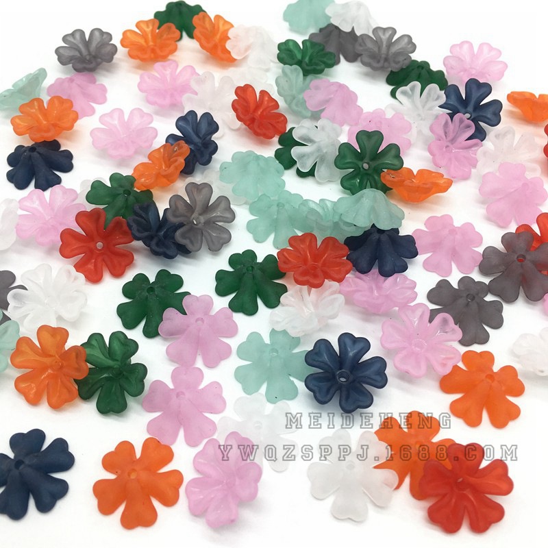 Ancient-style palace flower hairpins, lotus leaf flower acrylic frosted heart-shaped flower trays, bride's headwear, five-leaf flower hair accessories